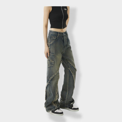 wide flare denim A244