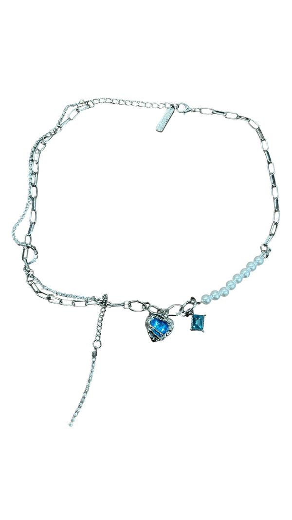 Blue Flame Heart Necklace I55