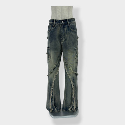 wide flare denim A244
