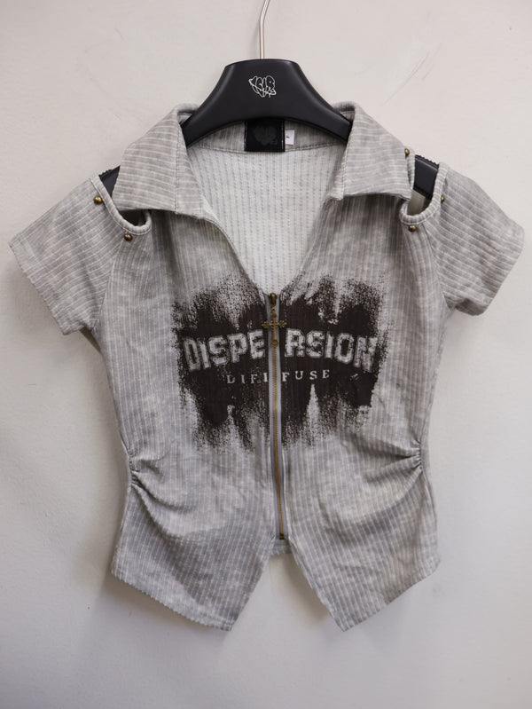 Cut Shoulder Zip Top A541