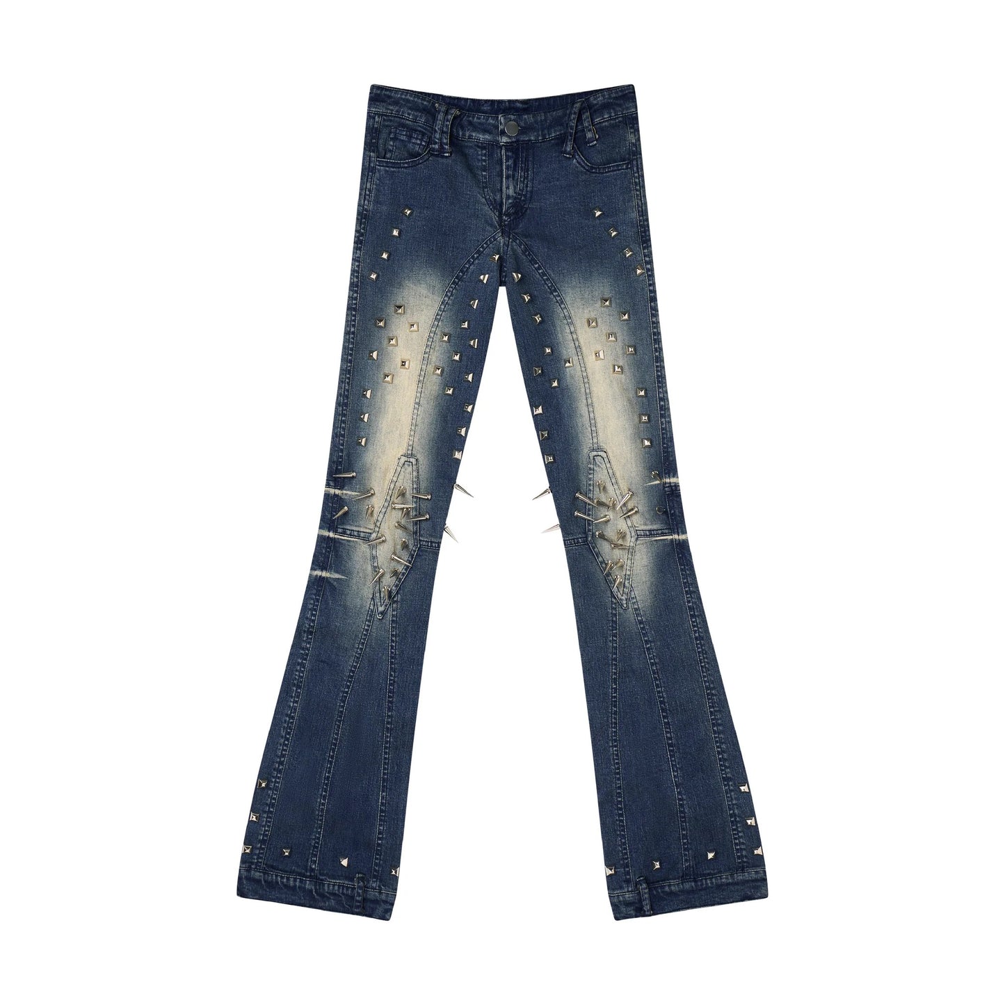COZY WORLDWIDE Low Waist Spike-Studded Retro Skinny Jeans