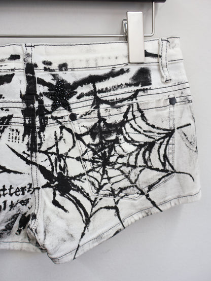 Spider Skull Denim Mini Skirt A542
