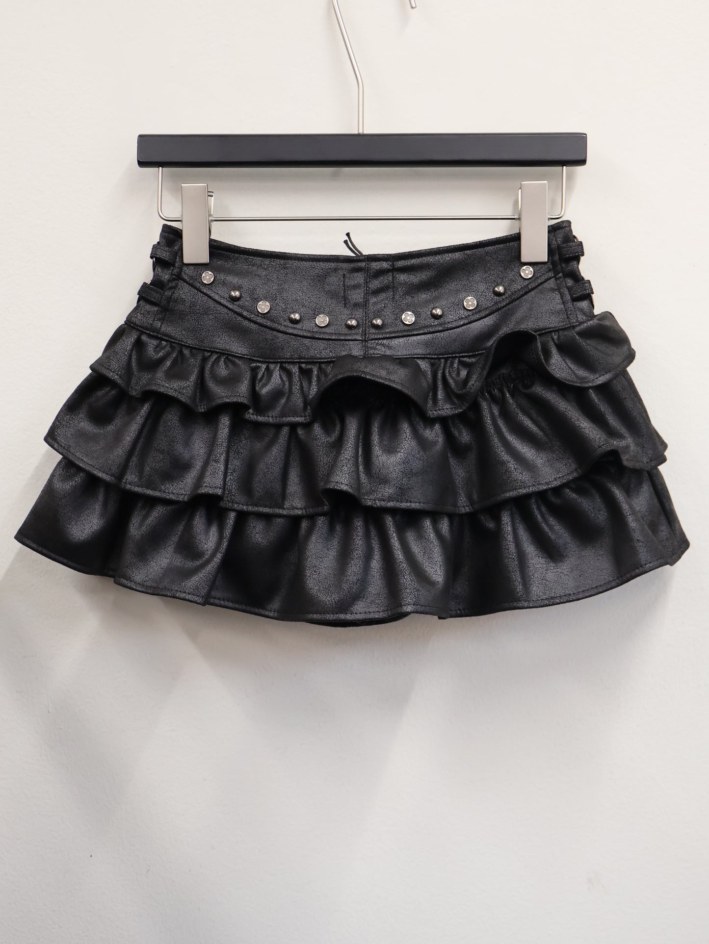 Ruffle Leather Skirt A490
