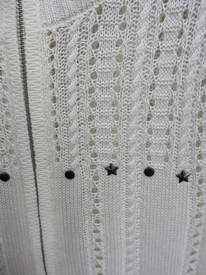 Stud Knit Zip Top A543