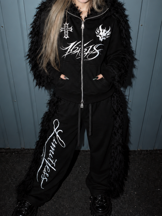 Fur Sleeve Zip Set up A699