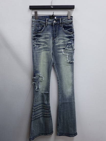 Slice Cross Denim pants A525