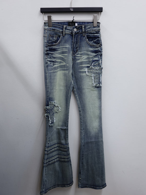 Slice Cross Denim pants A525