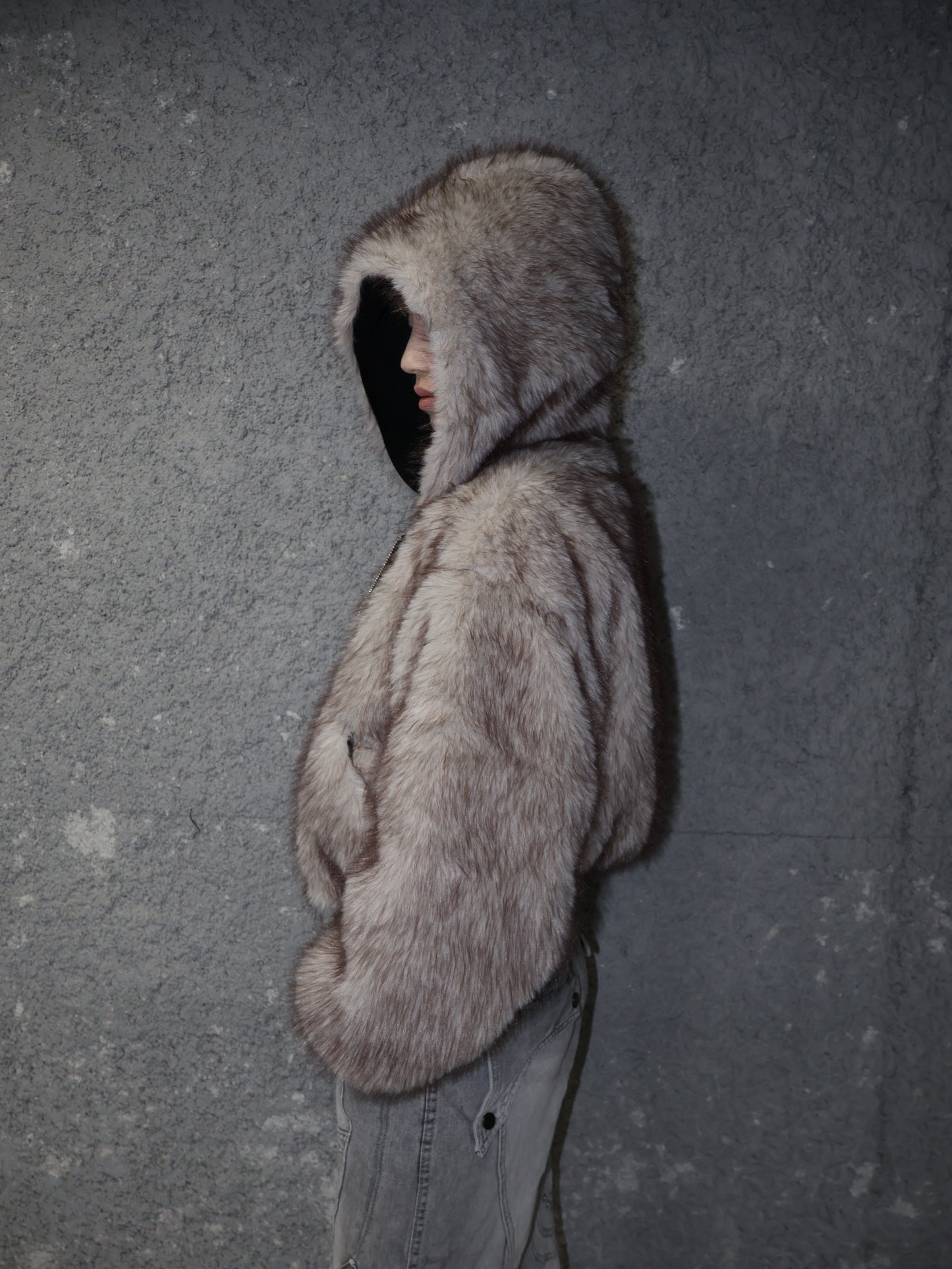 Fuzzy Edge Zip Hoodie　A448