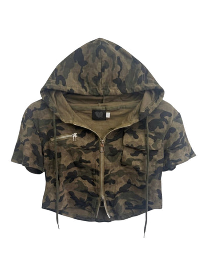 Camo Zip Hood Top A574