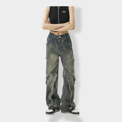 wide flare denim A244