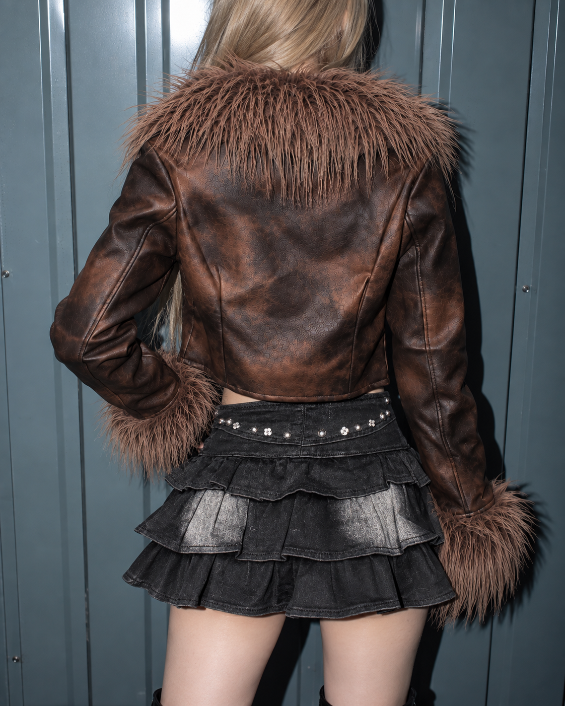 fur light leather shirt A420