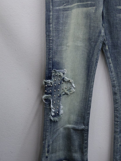 Slice Cross Denim pants A525