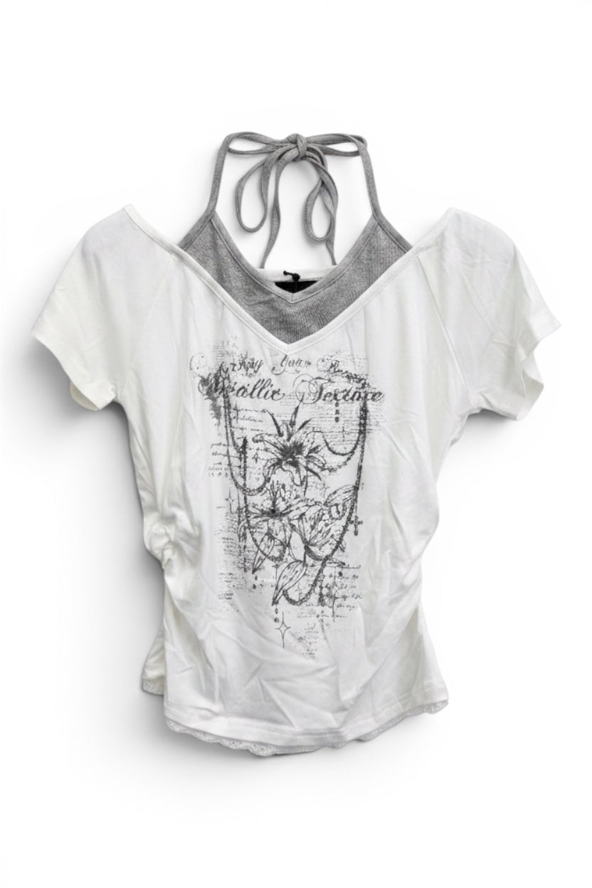 Drape Graphic Top  A562