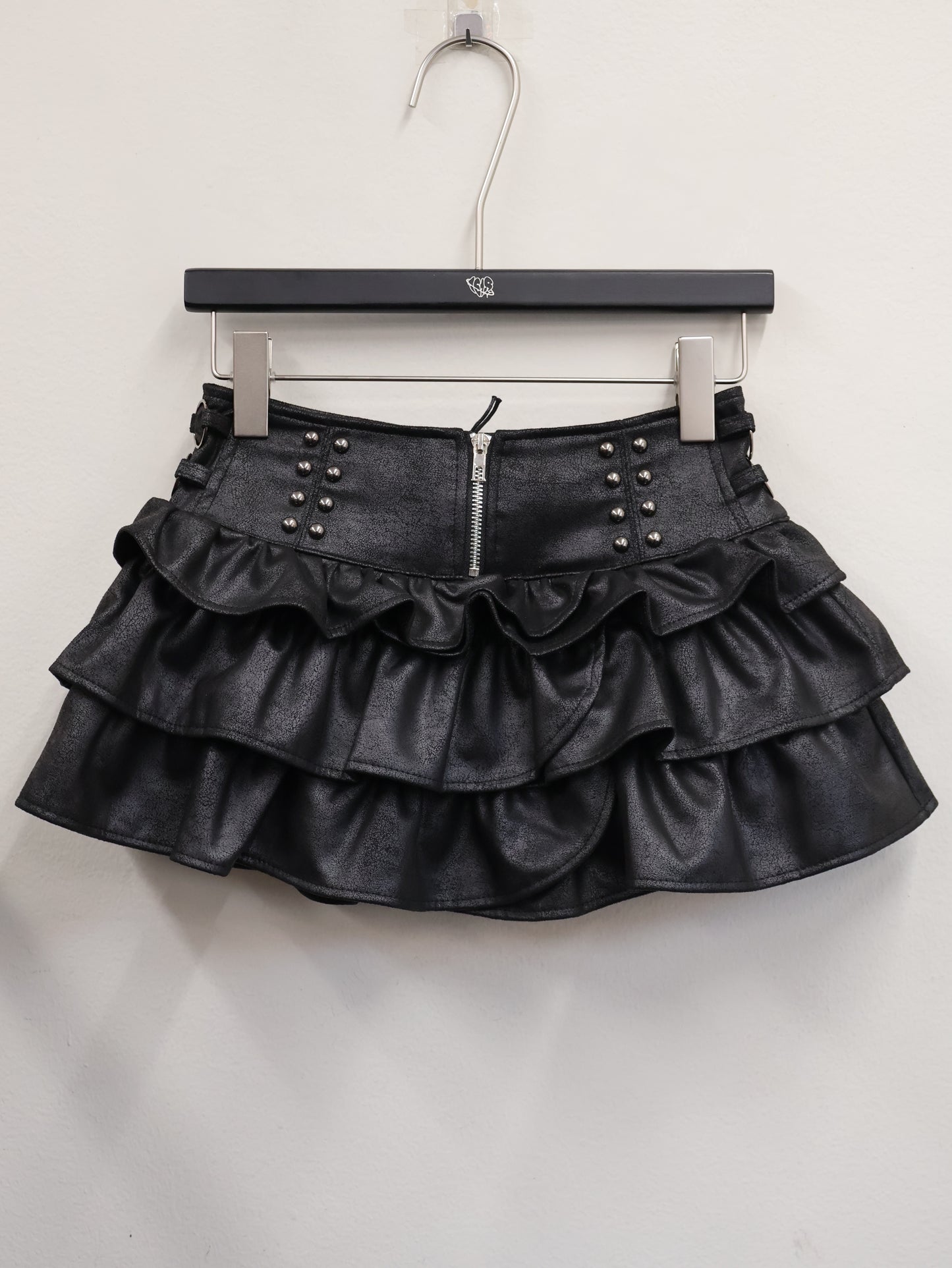 Ruffle Leather Skirt A490