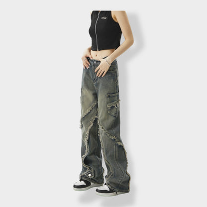 wide flare denim A244