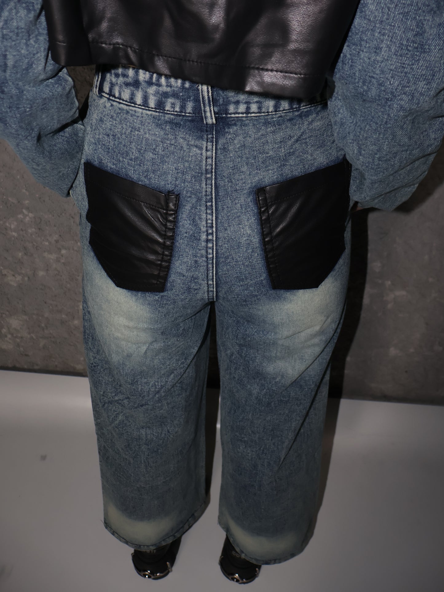 denim leather set up A438