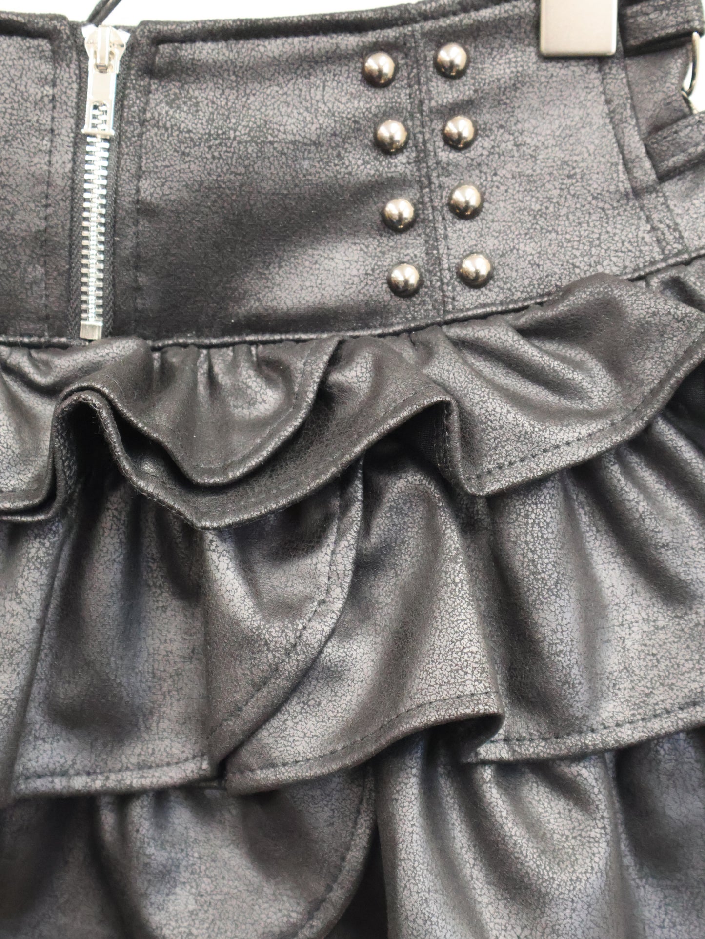 Ruffle Leather Skirt A490