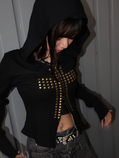 Stud Cross hoodie A508