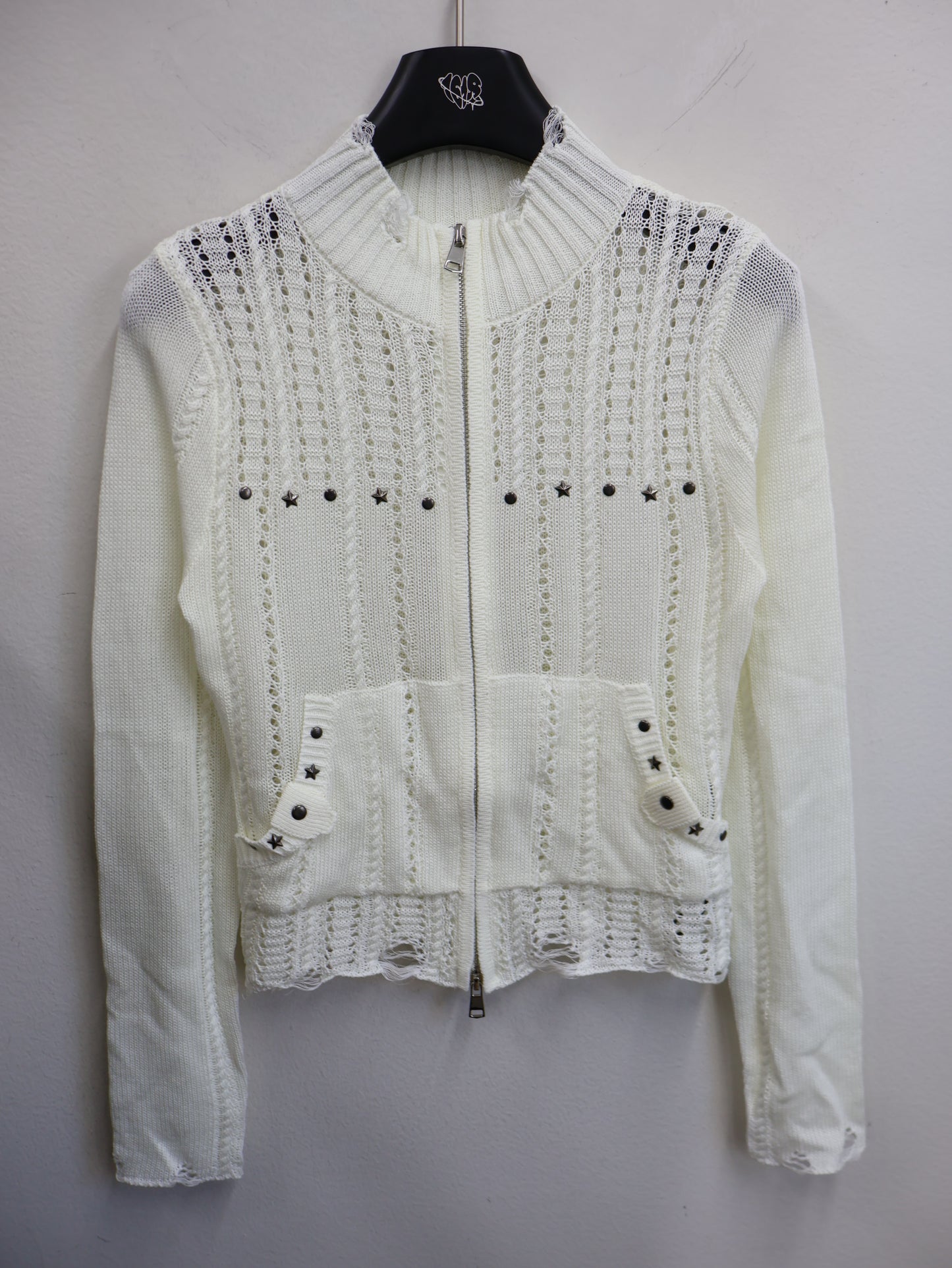 Stud Knit Zip Top A543