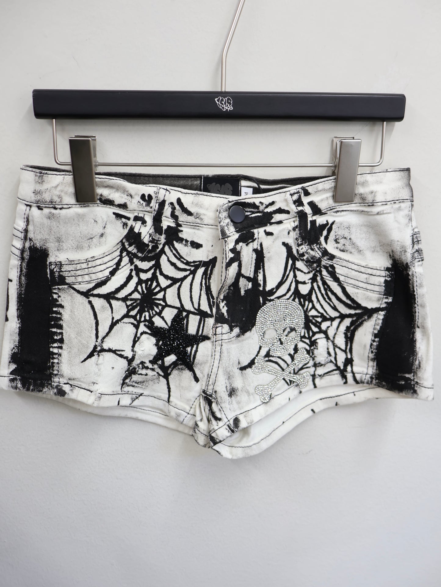 Spider Skull Denim Mini Skirt A542