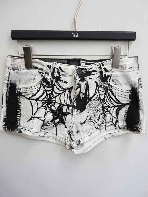 Spider Skull Denim Mini Skirt A542