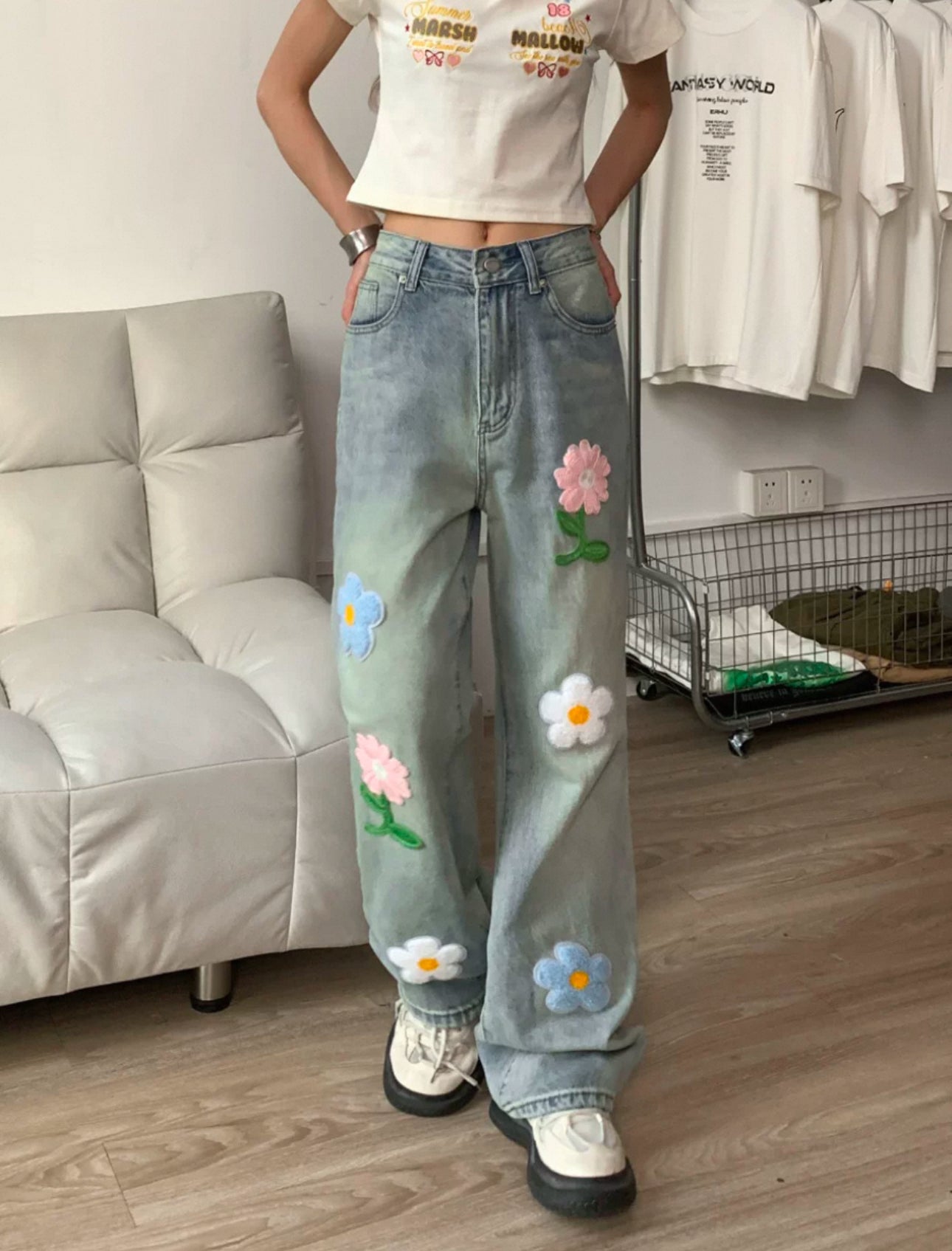 Flower patch denim A242