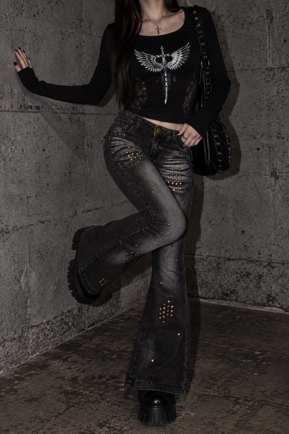 Rhinestone Wing Top A716