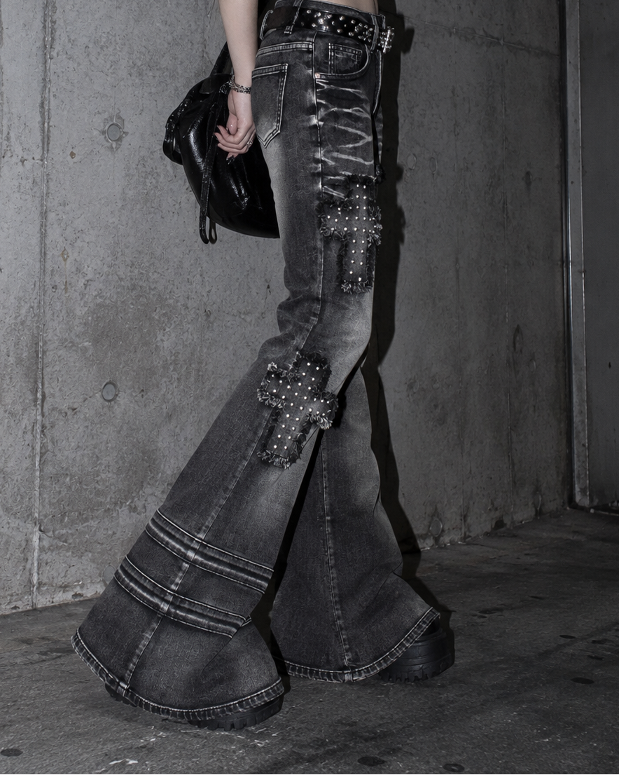 Slice Cross Denim pants A525　
