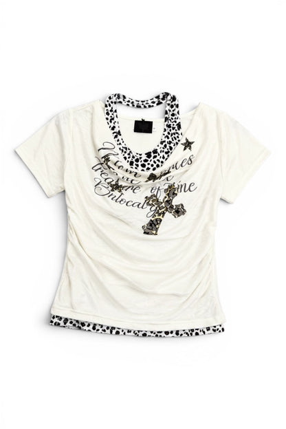 Leopard Drape Top  A564
