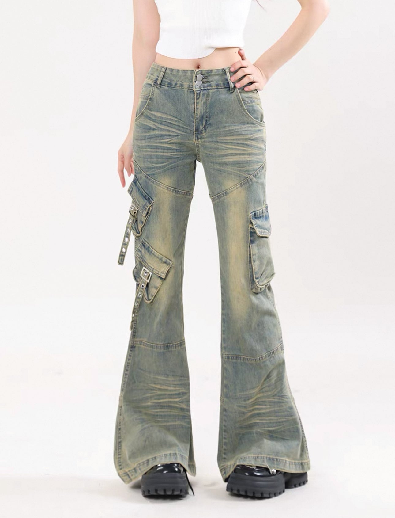 diagonal beltpants A15