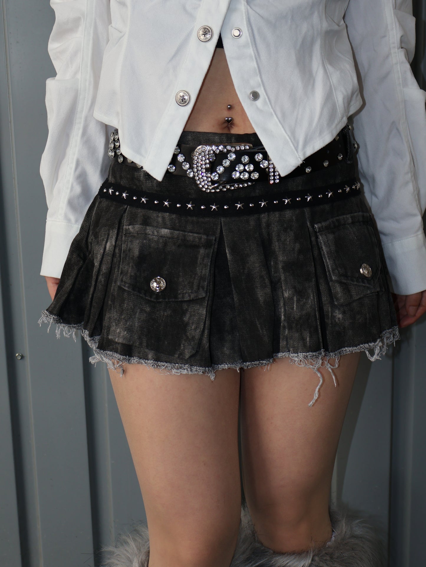 Stud Belt Mini Skirt A502