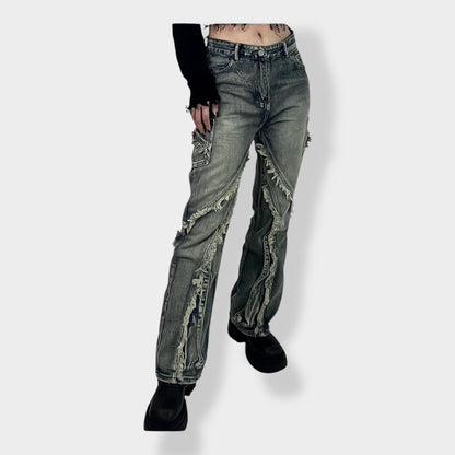 wide flare denim A244