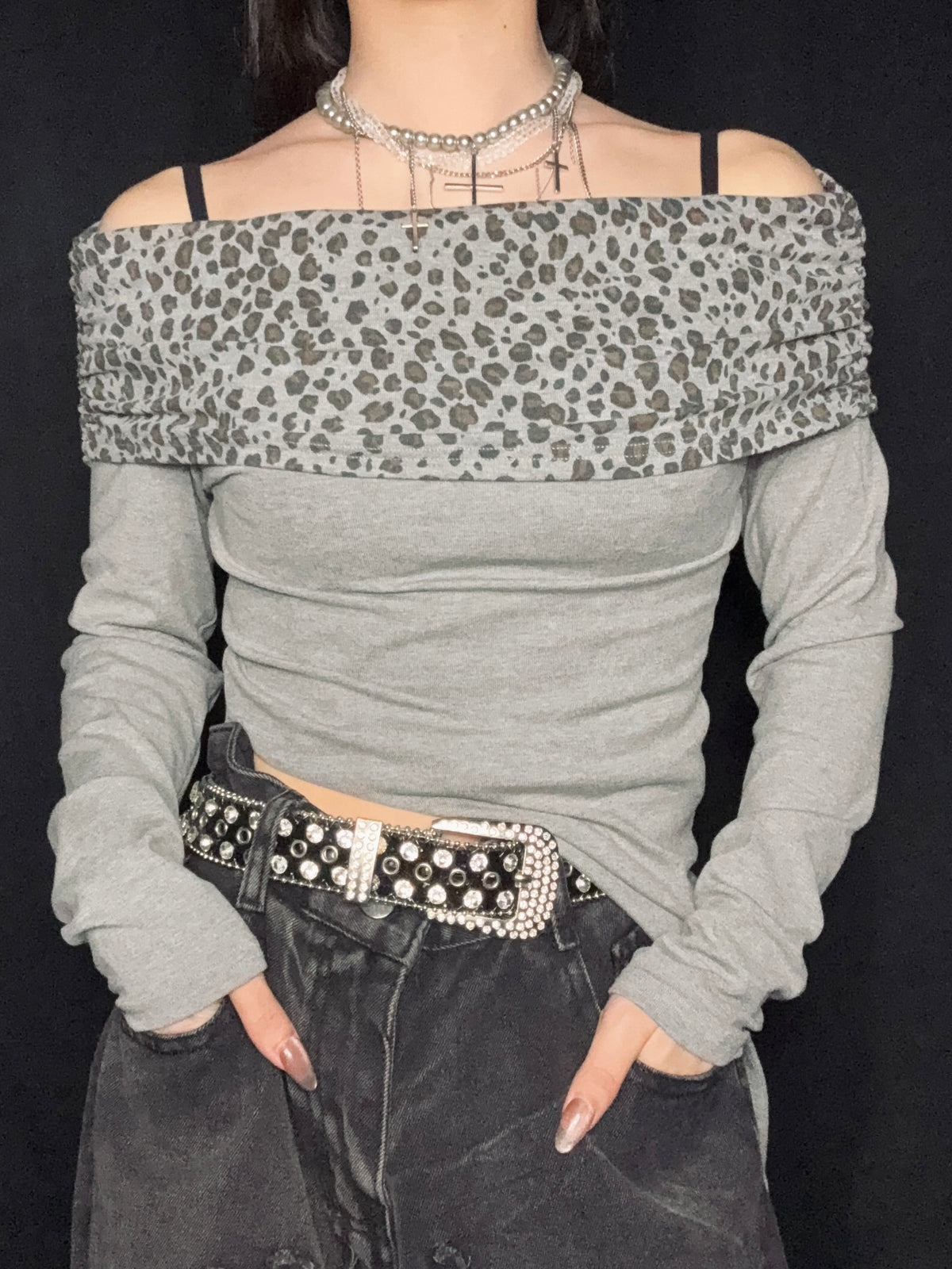 Leopard Fold Top A282