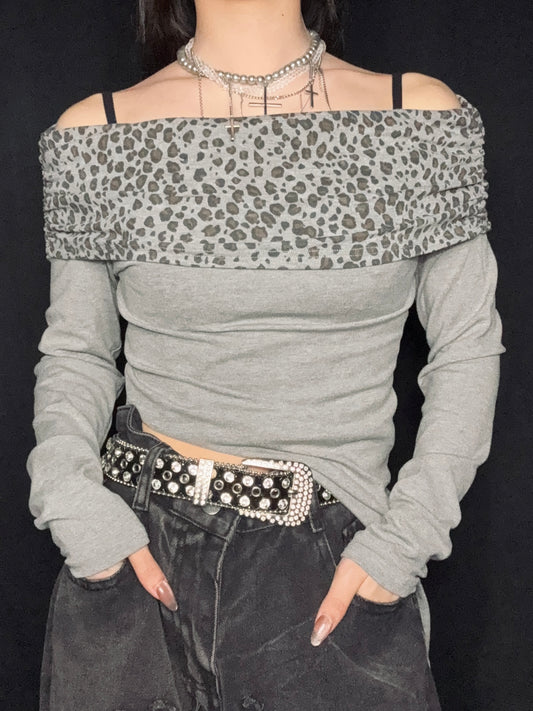 Leopard Fold Top A282