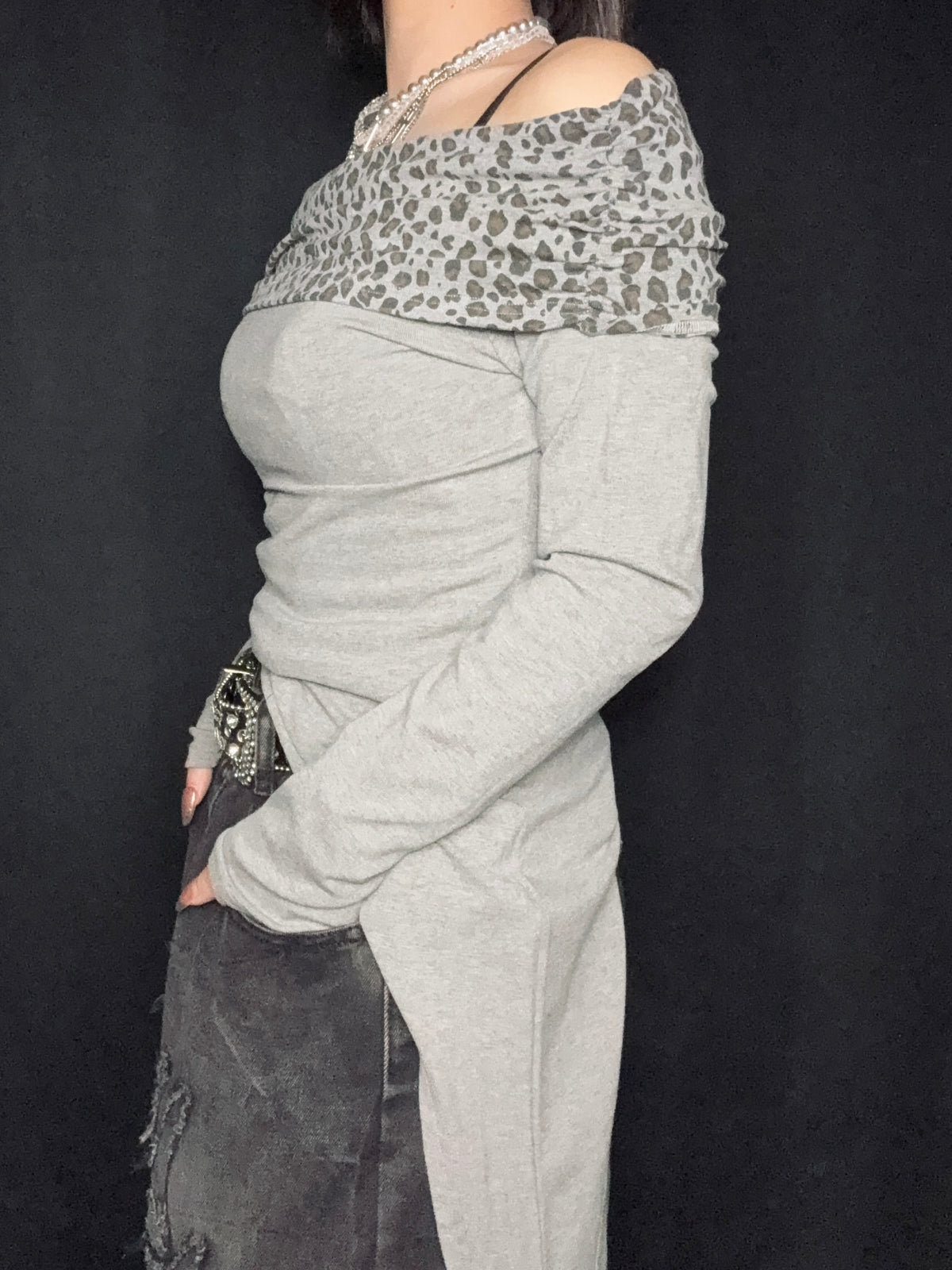 Leopard Fold Top A282