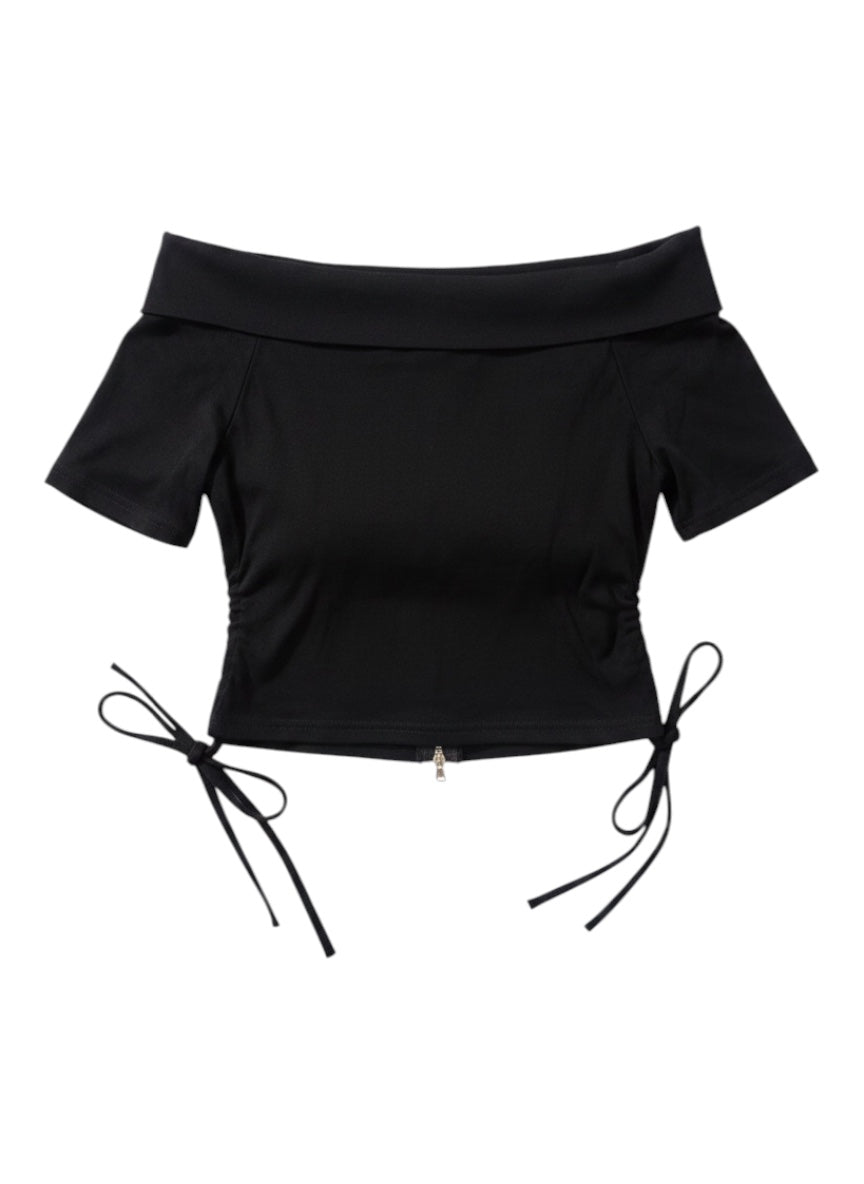 Off-Shoulder Zip Top A629