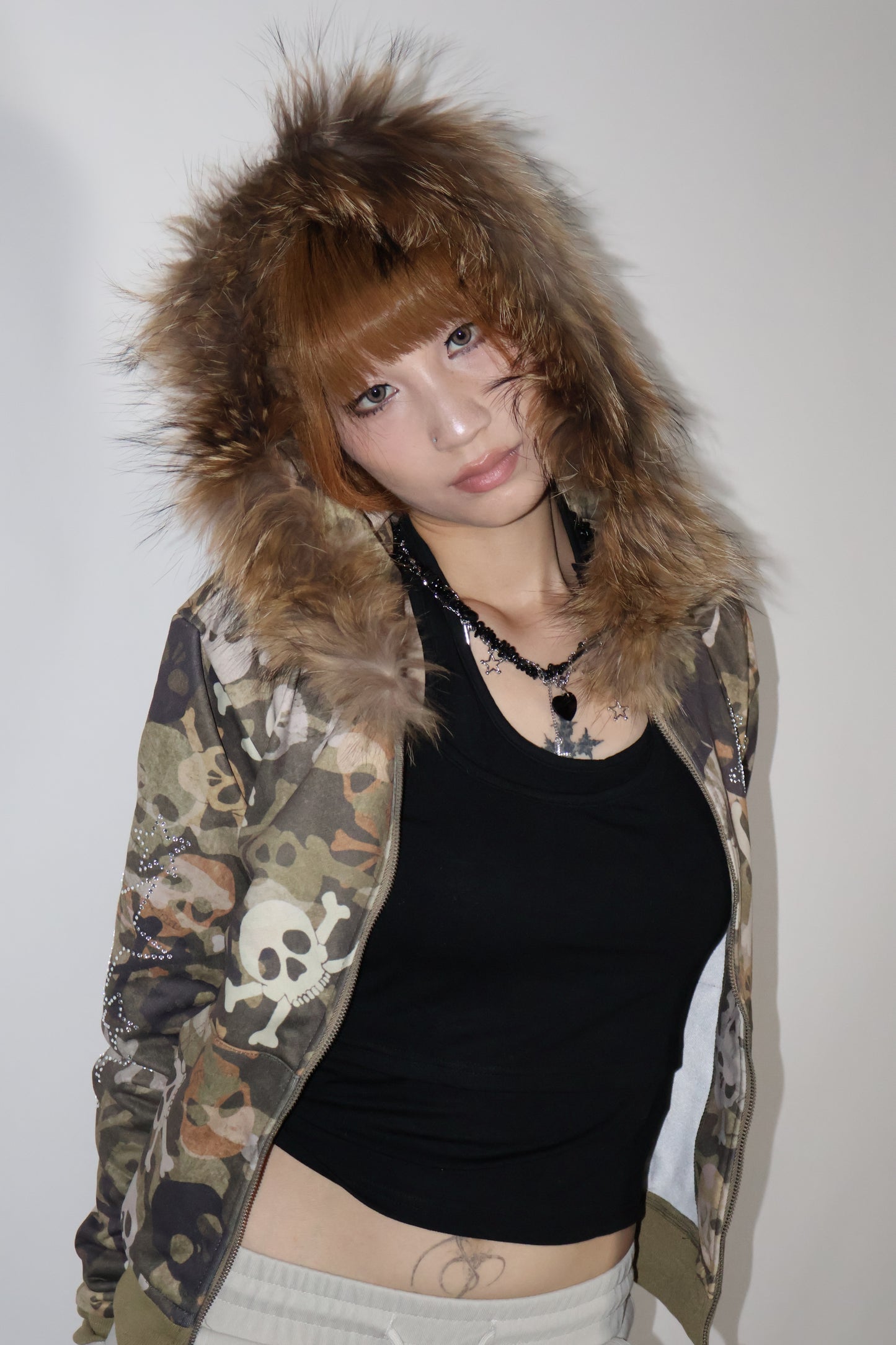 25-940 Skull Camo Fur Jacket  A346