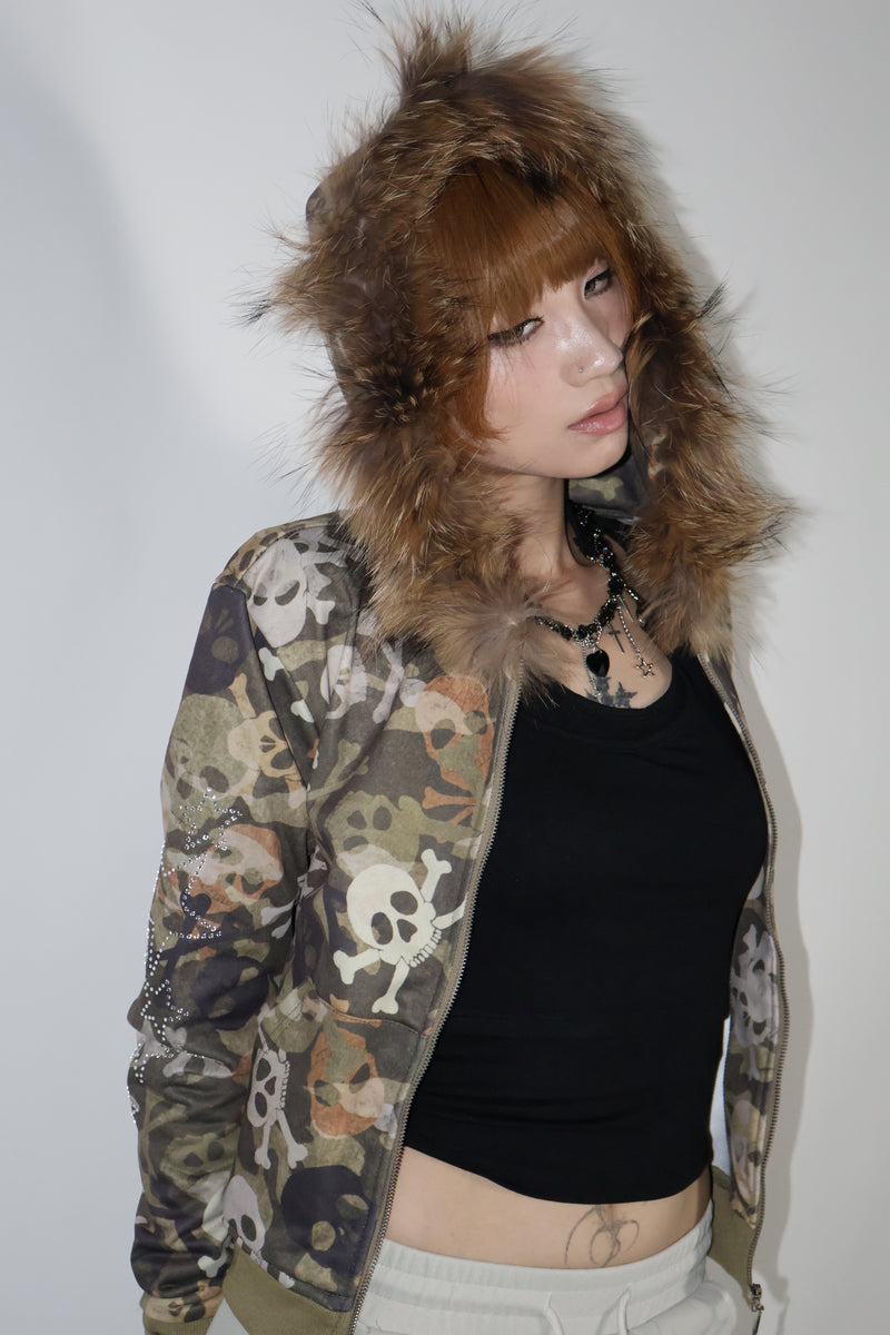25-940 Skull Camo Fur Jacket  A346