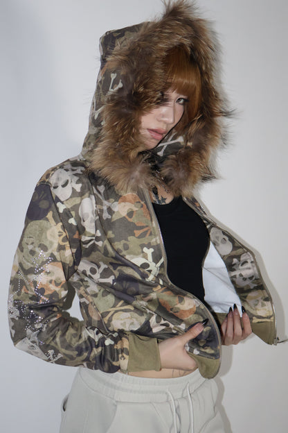 25-940 Skull Camo Fur Jacket  A346