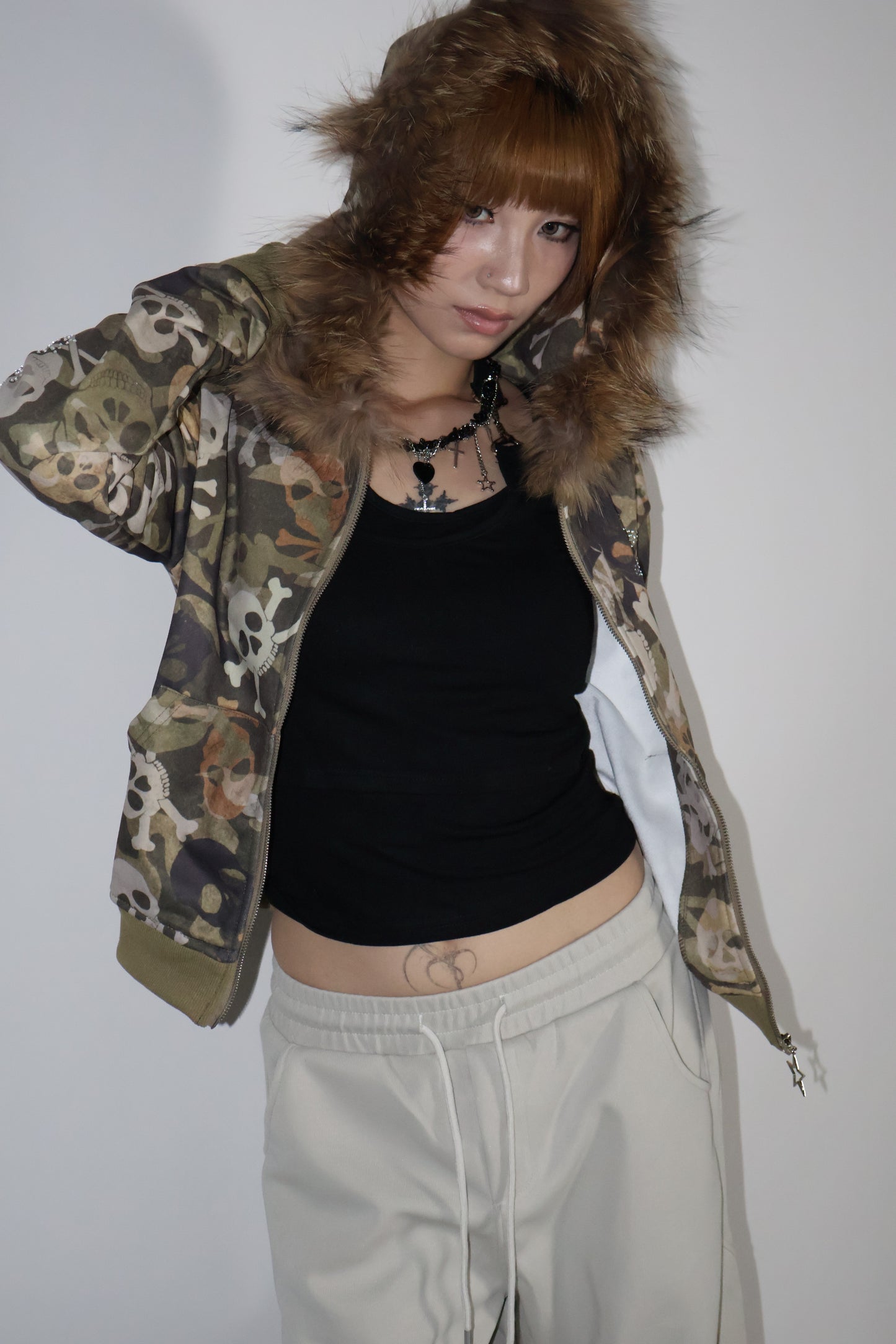 25-940 Skull Camo Fur Jacket  A346