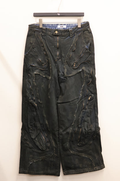 metal zip flare denim　A436