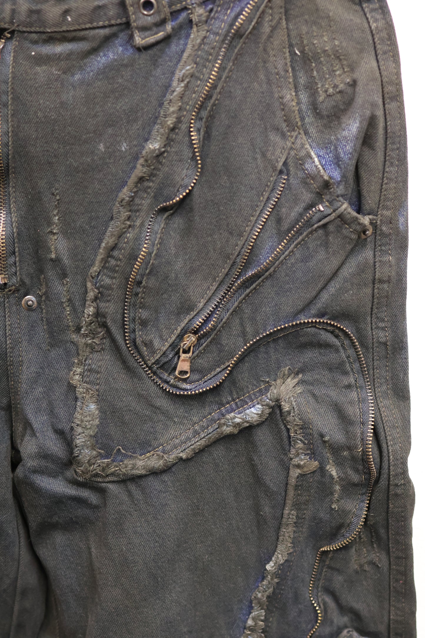 metal zip flare denim　A436