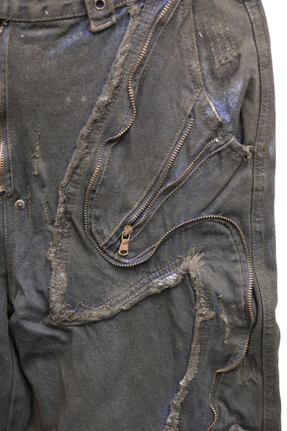 metal zip flare denim　A436