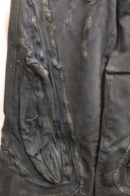 metal zip flare denim　A436