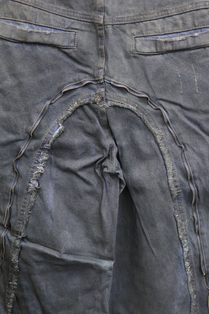 metal zip flare denim　A436