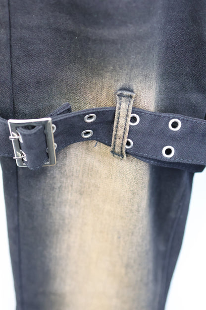 Stap flare cargo denim A264