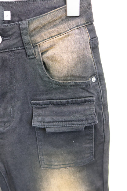 Stap flare cargo denim A264