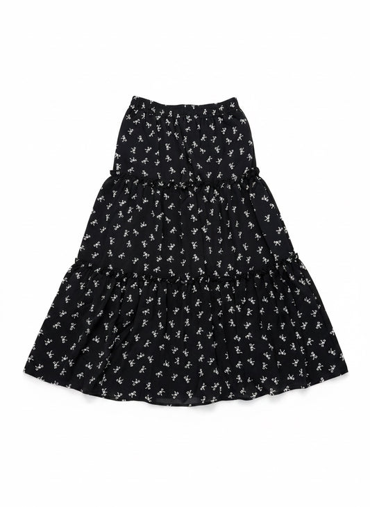 ribbon tiered longskirt A652