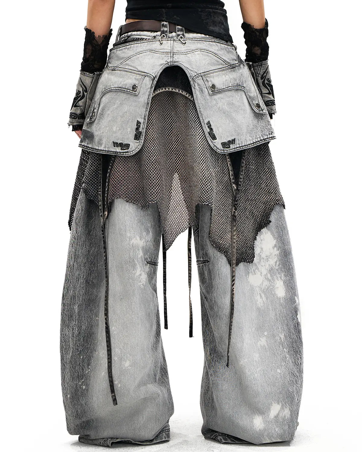 PEPERSONSOUL VINTAGE DETACHABLE PANEL CURVED DENIM JEANS