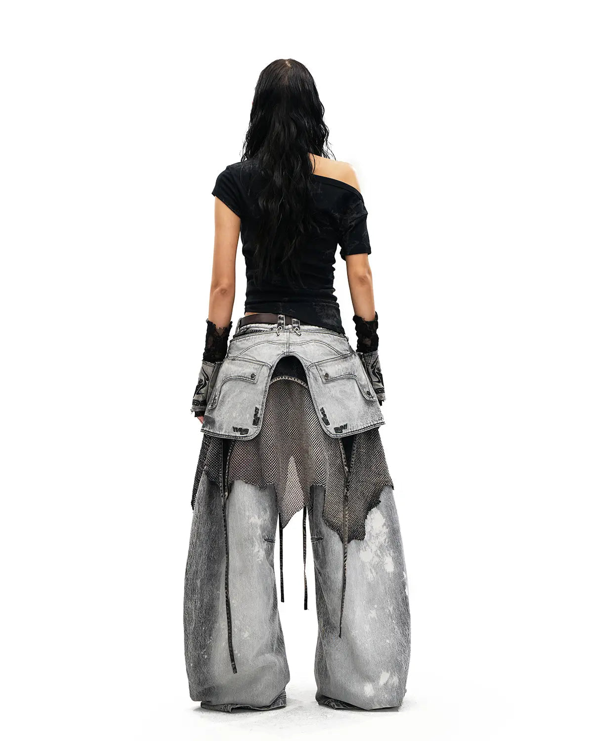 PEPERSONSOUL VINTAGE DETACHABLE PANEL CURVED DENIM JEANS